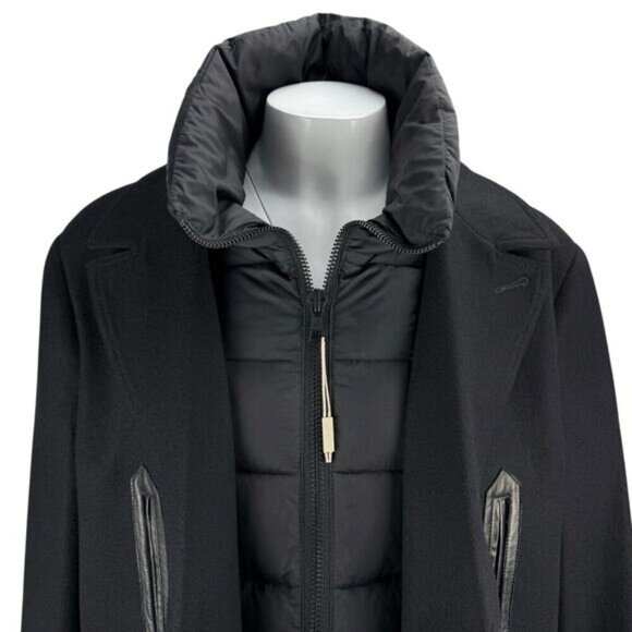 SOIA & KYO Men's Wool Blend Lamskin Leather Gordan Jacket Sz Medium Black - Picture 3 of 10